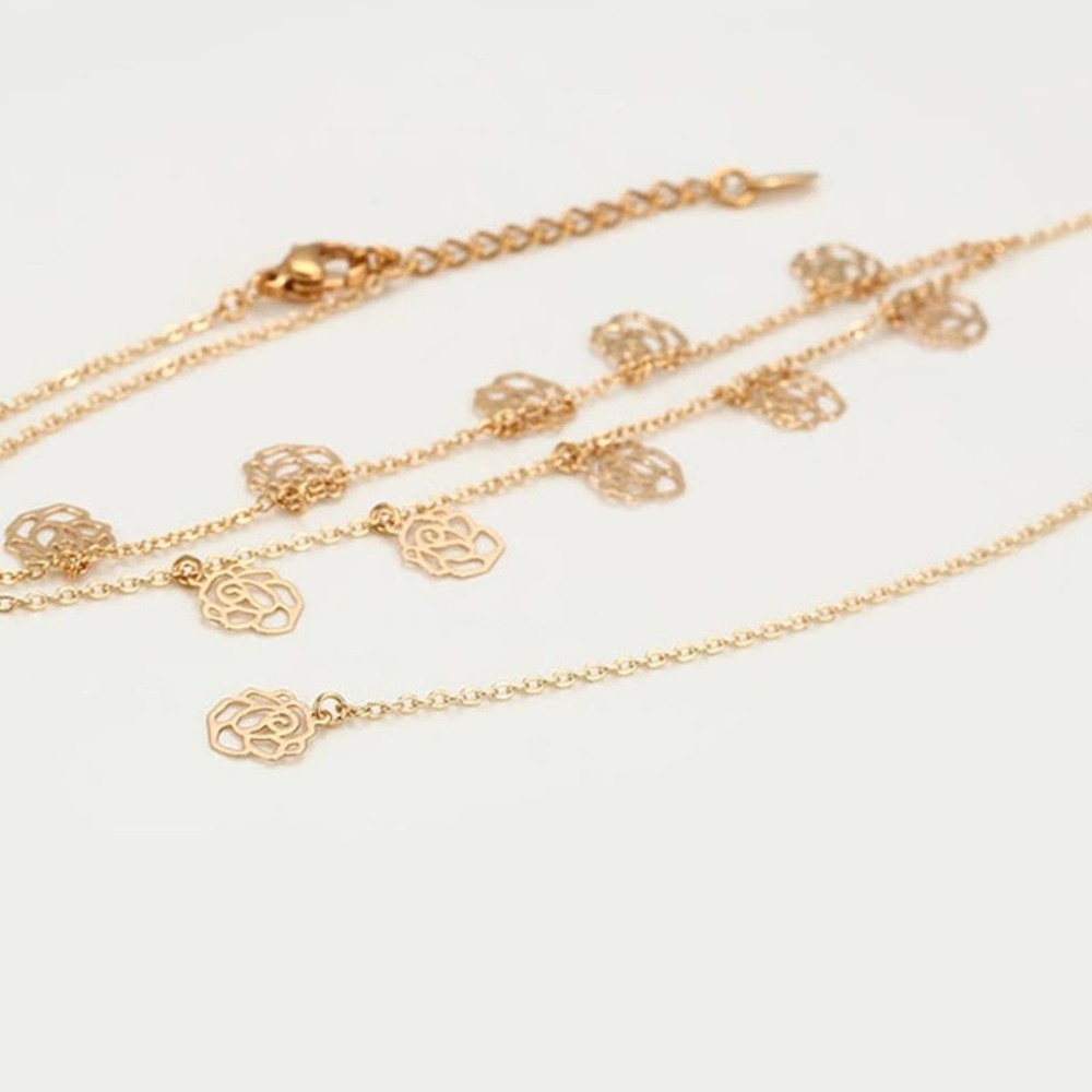 Beautiful Roses Y Necklace 18k Gold Plated - Picture 6 of 7
